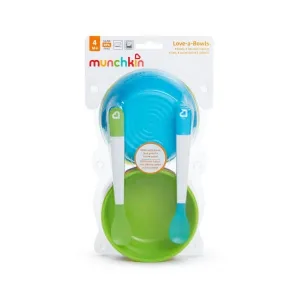Munchkin | Love-a-Bowls 4 boluri cu capac și 2 linguri, pentru copii de la 4 luni | 4 buc.