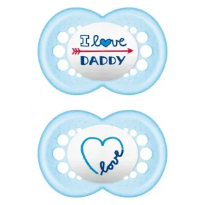 Mam | I Love Daddy 170S | Suzetă din silicon pentru copii de peste 6 luni | Albastru deschis | 2 buc.