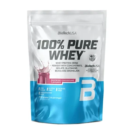 Shake proteic 100% Pure Whey, Raspberry Cheesecake, 400 g, BioTechUSA — preț și oferte