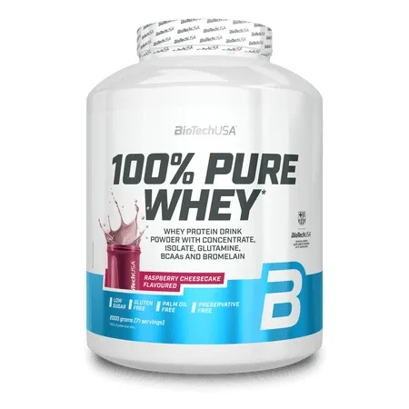 Shake proteic 100% Pure Whey, Raspberry Cheesecake, 2000 g, BioTechUSA — preț și oferte