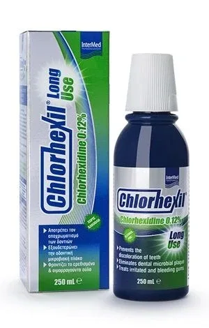 Intermed |  Chlorhexil 0,12% Apă de gură pentru utilizare îndelungată |  Soluție bucală pentru protecție antimicrobiană | 250 ml