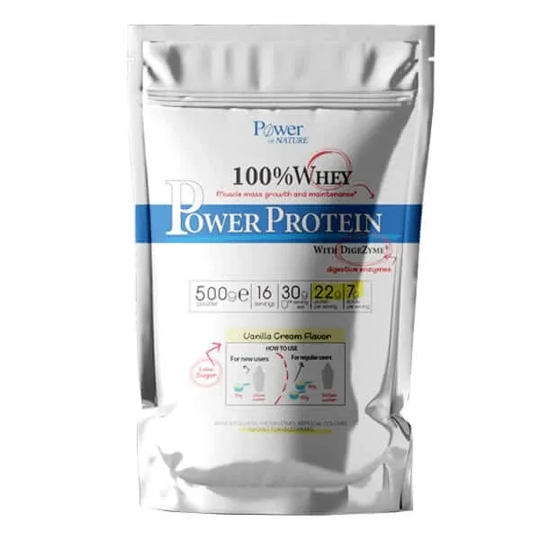 Power of Nature | 100% Whey Protein Vanilla Cream | Băutură proteică sub formă de pulbere cu aromă de vanilie | 500 g — preț și oferte