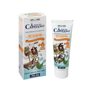 Pasta del Capitano | Junior Captain Pastă de dinți pentru copii de peste 6 ani, cu aromă de mentă delicată | 75 ml