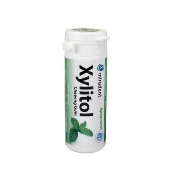 MIRADENT Gumă de mestecat cu xilitol, aromă de mentă verde, 30 buc. (Gumă de mestecat cu xilitol, aromă de mentă verde) — preț și oferte