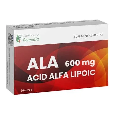 Acid Alfa Lipoic, 600 mg, 30 capsule, Remedia — preț și oferte