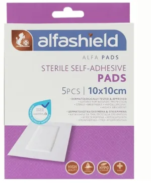 Alfashield | Plasturi autoadezivi sterilizați 10 x 10 cm | 5 buc.