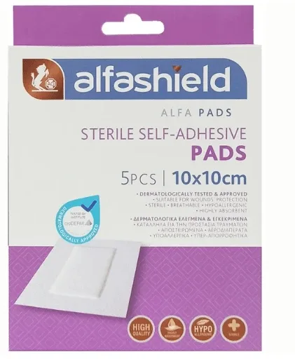 Alfashield | Plasturi autoadezivi sterilizați 10 x 10 cm | 5 buc. — preț și oferte