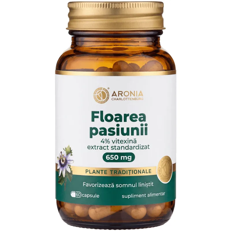 Floarea pasiunii 650 mg — 60 capsule cu extract concentrat din plantă, pentru somn liniștit, calm și susținere în perioadele de stres | Plante Tradiționale — preț și oferte