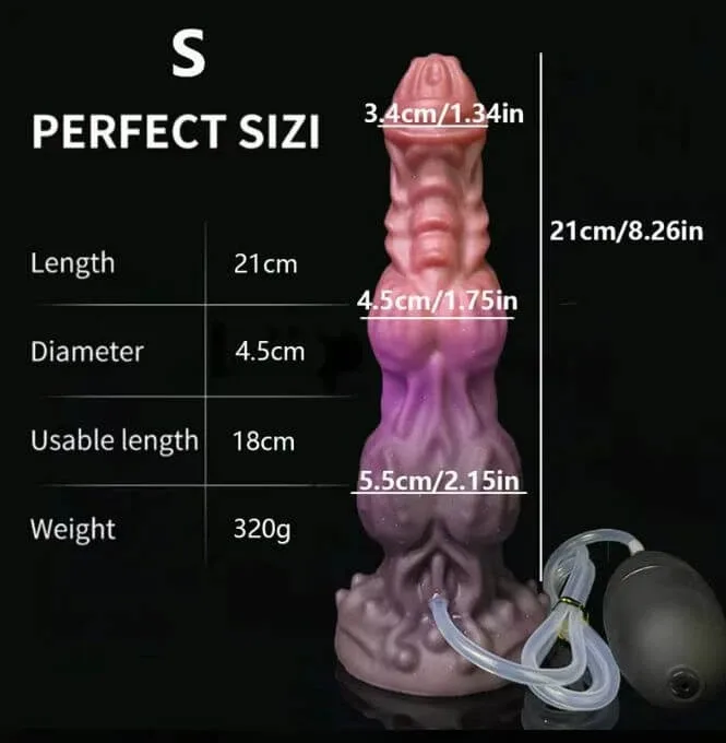 Dildo mic din silicon cu efect de ejaculare și ventuză, 21 x 4,5 cm – Violet — preț și oferte