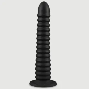Dildo din silicon lichid flexibil, cu nervuri, pentru penetrare profundă, 41,5 x 6,1 cm – Negru