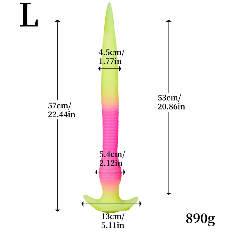 The Deeper The Better – Dildo mare din silicon luminos, pentru penetrare profundă, 57 x 4,5 cm – Multicolor — preț și oferte