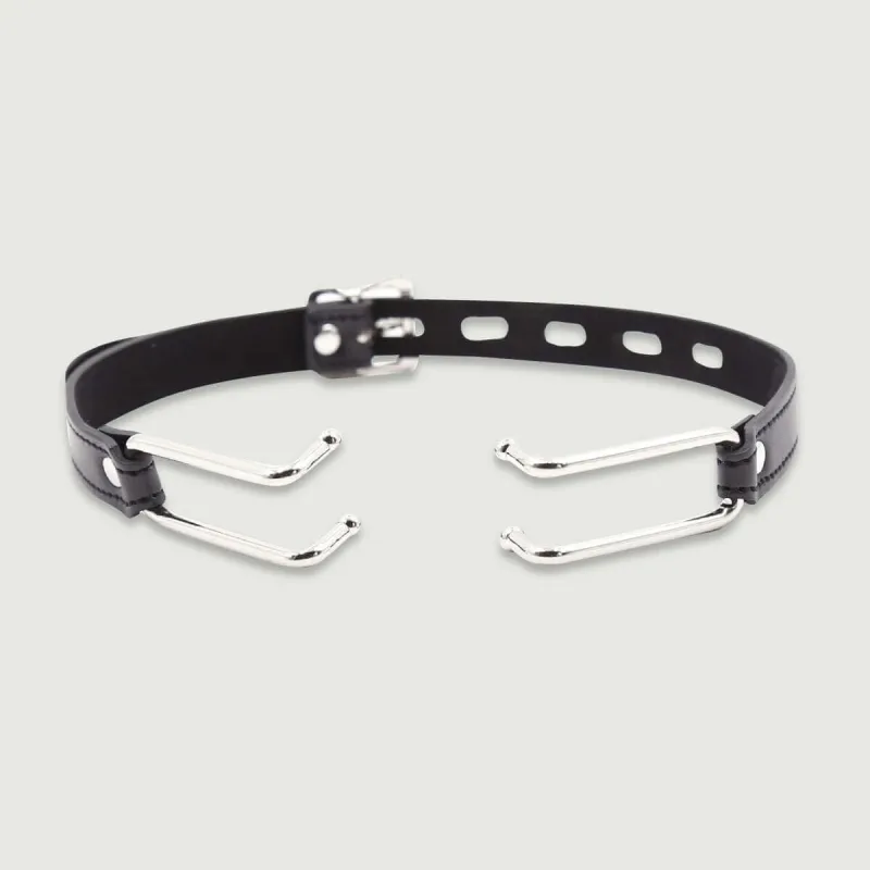 Căluș din piele cu cârlige metalice – Negru — preț și oferte