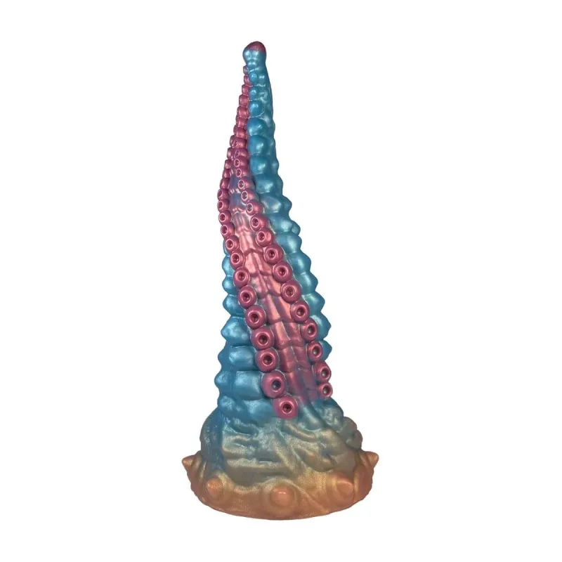 Dildo din silicon Twisted Octopus cu ventuză, 25,5 x 4,5 cm – Violet — preț și oferte