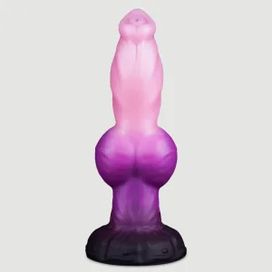 Dildo din silicon pentru câini, cu testicule și ventuză, 23,5 x 5 cm – roz