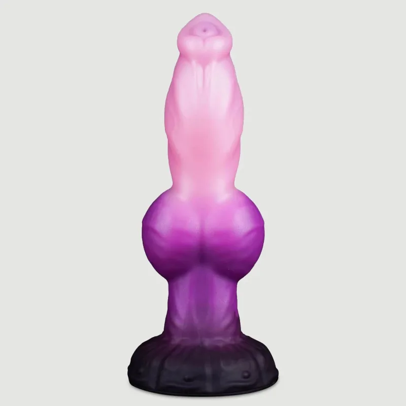 Dildo din silicon pentru câini, cu testicule și ventuză, 23,5 x 5 cm – roz — preț și oferte