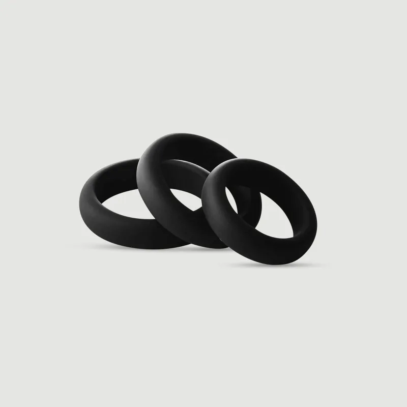 Set de inele pentru penis din silicon neted Ramrod - Negru — preț și oferte