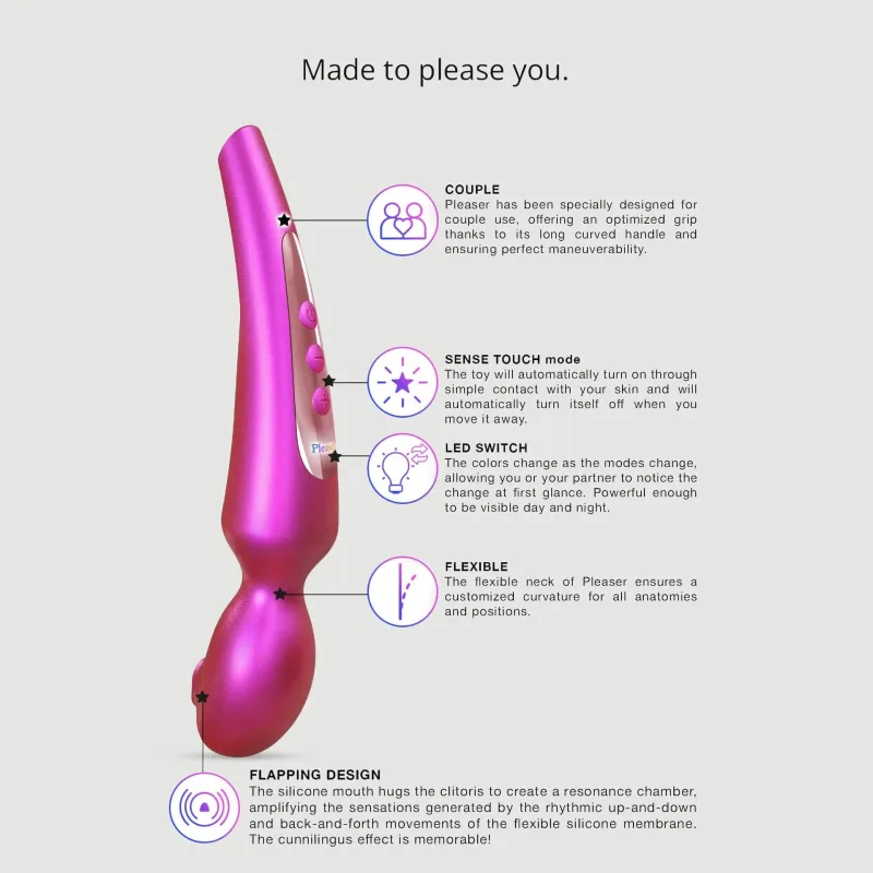 Stimulator clitoridian cu aripioare Pleaser Premium - Roz irizat — preț și oferte