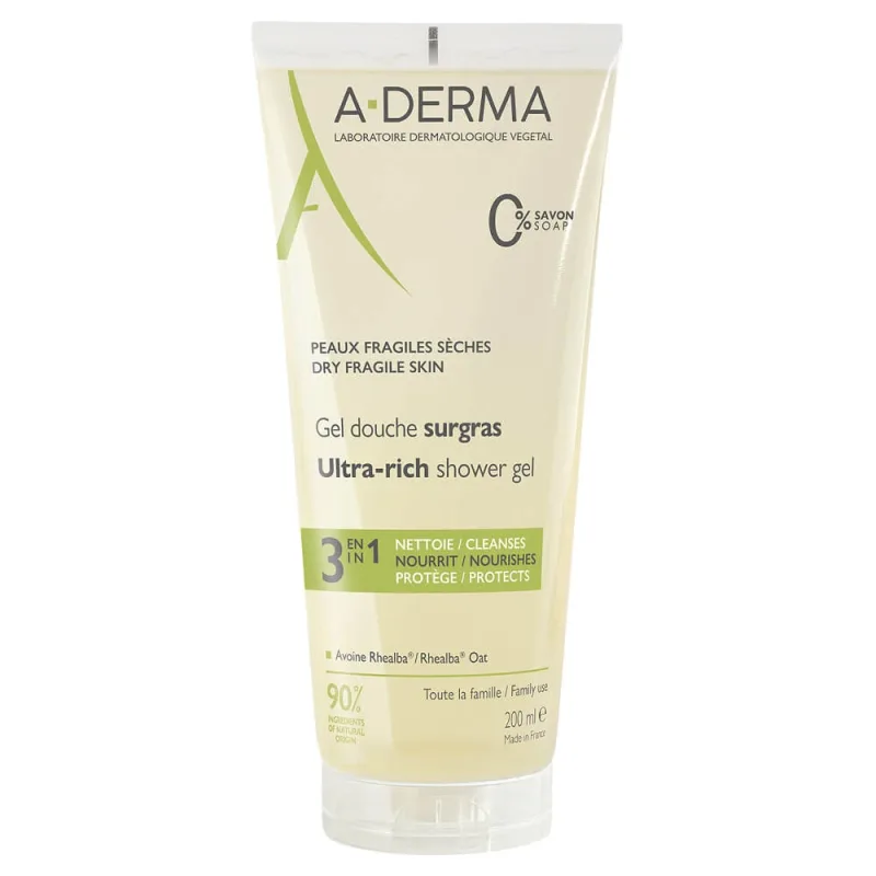 A-Derma Gel de duș surgras 3 în 1 200 ml — preț și oferte