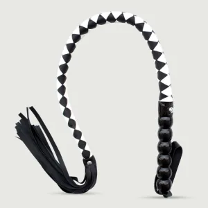 Bici cu detaliu în formă de piramidă și mâner din piele – Negru/Alb