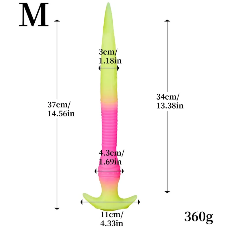 Dildo luminos din silicon de dimensiuni medii „The Deeper The Better”, pentru penetrare profundă, 37 x 3,3 cm – Multicolor — preț și oferte