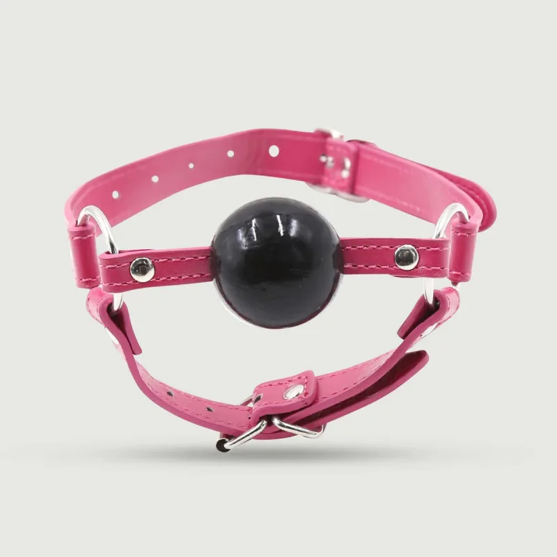 Căluș din piele cu bilă și curea dublă - Fucsia — preț și oferte