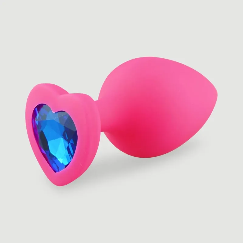 Anal Collection: Plug anal mare din silicon cu bijuterie în formă de inimă – roz/albastru — preț și oferte
