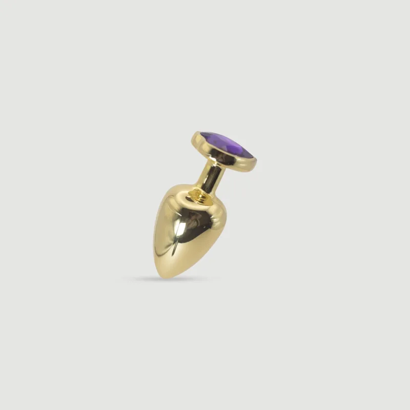 Anal Collection – Plug anal metalic mare cu bijuterie rotundă – Auriu/Roșu — preț și oferte