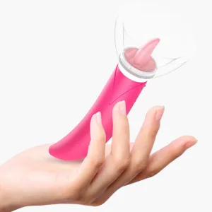 Double The Pleasure 2 în 1: limbă clitoridiană cu vibrator din silicon – roz