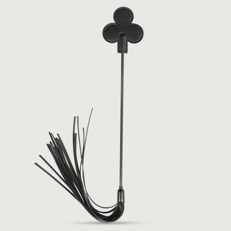 Clover Tip Crop Whip cu benzi de piele, 28 cm – Negru — preț și oferte