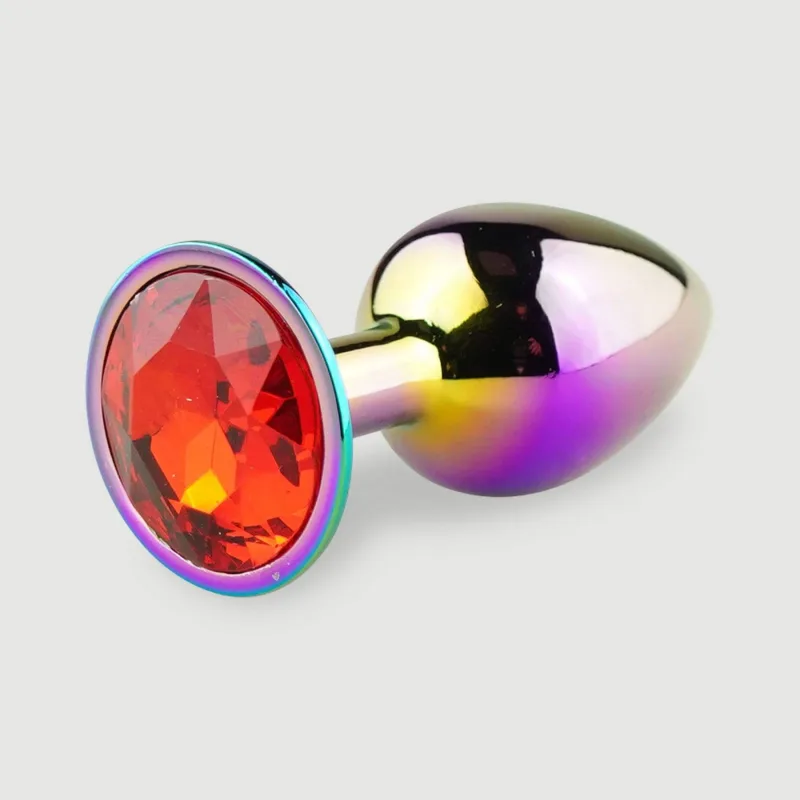 Anal Collection - Plug anal mic din metal cu bijuterie rotundă - Multicolor/Roșu — preț și oferte
