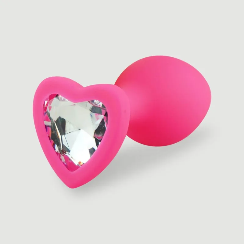 Anal Collection: Plug anal mic din silicon cu bijuterie în formă de inimă - Roz/Transparent — preț și oferte