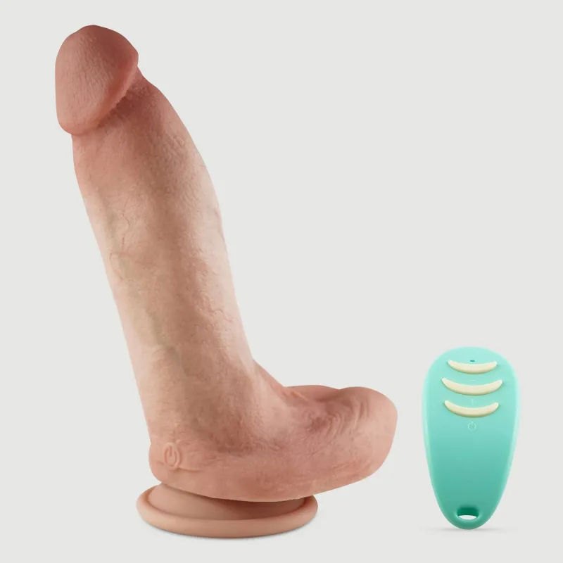 Matador 22,5 cm – Vibrator realist din silicon, cu telecomandă, testicule și ventuză – Culoare carne — preț și oferte