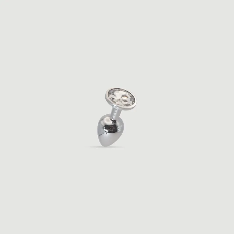 Anal Collection – Plug anal mic din metal cu bijuterie rotundă – Argintiu/Transparent — preț și oferte