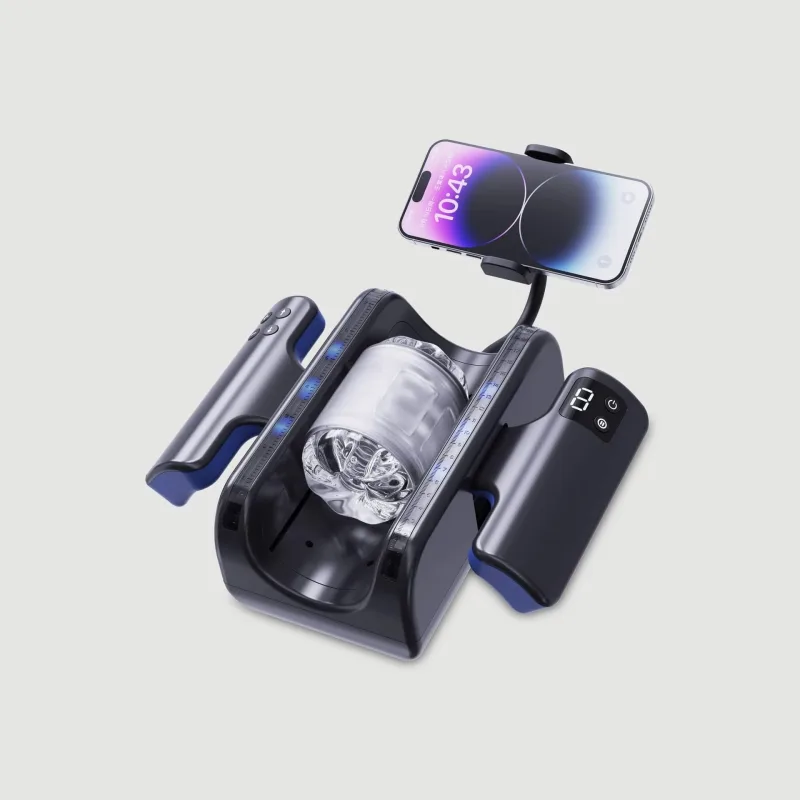 Masturbator masculin portabil cu 9 funcții de mișcare de împingere și suport pentru telefon – Negru — preț și oferte