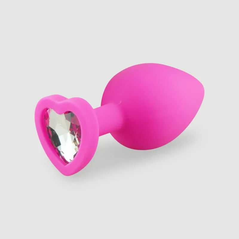 Anal Collection: Plug anal mare din silicon cu bijuterie în formă de inimă – Roz/Transparent — preț și oferte