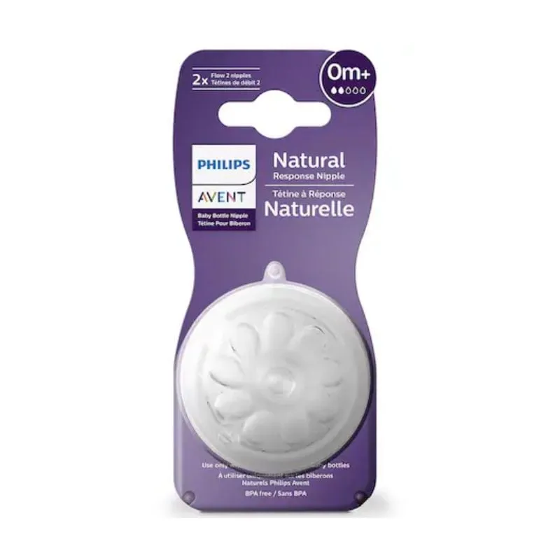 Tetina cu debit nou-nascut Natural Response, 0 luni+, SCY962/02, 2 bucati, Philips Avent — preț și oferte