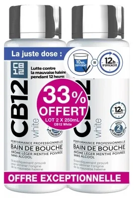 CB12 White 12 ore Apă de gură Set de 2 x 250 ml
