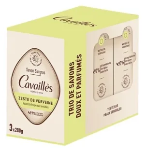 Cavaillès Săpun supracremos cu verbină, set de 3 x 200 g