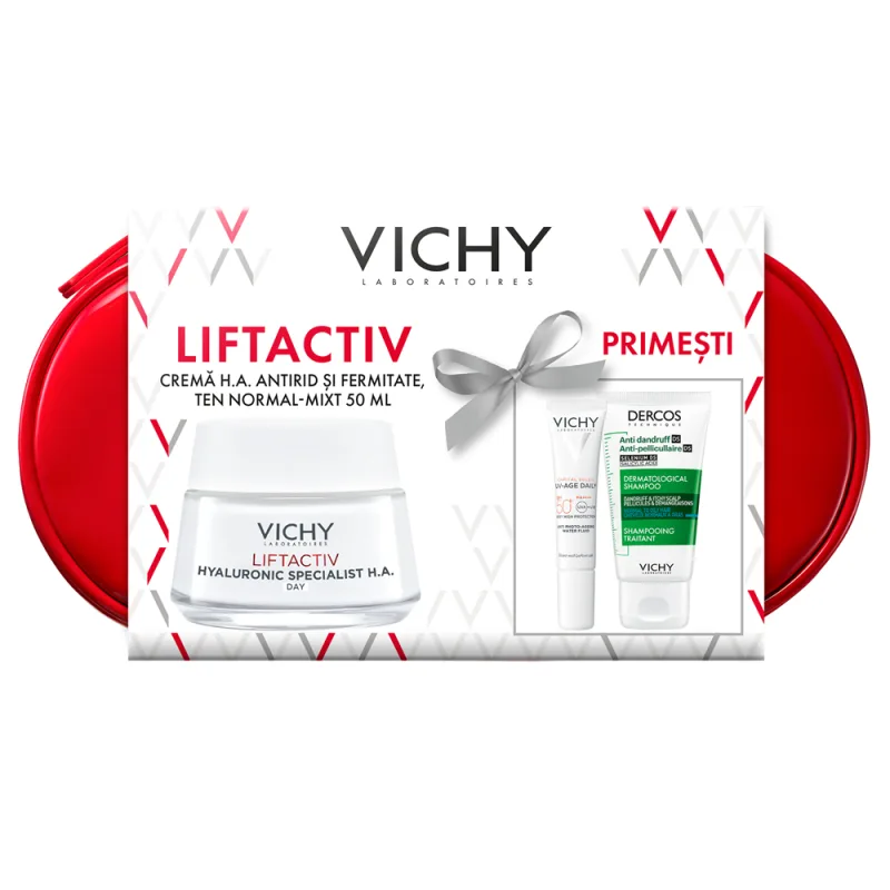 Trusa Liftactiv Hyaluronic Specialist H.A + Capital Soleil SPF 50+ + Dercos anti-matreata, Vichy | 50 ml + 15 ml + 50 ml — preț și oferte