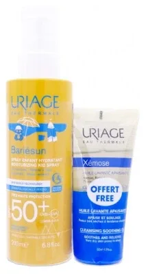 Uriage Bariésun Spray hidratant pentru copii cu protecție foarte ridicată SPF50+ 200 ml + Xémose Ulei de curățare calmant 50 ml cadou — preț și oferte