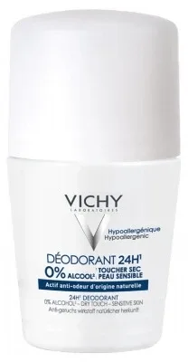 Vichy Deodorant 24H cu efect de uscăciune, pentru piele sensibilă, roll-on, 50 ml — preț și oferte