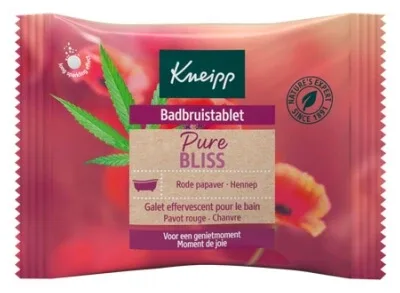 Kneipp Pure Bliss Pastilă efervescentă pentru baie cu mac roșu și cânepă – 1 pastilă — preț și oferte