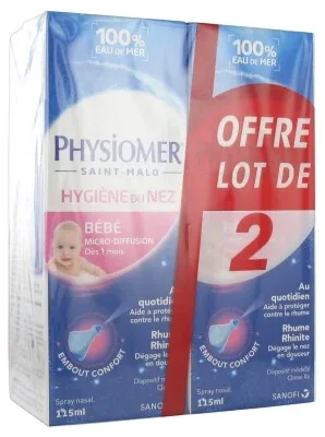 Physiomer Igiena nazală pentru bebeluși cu micro-difuzie, set de 2 x 115 ml — preț și oferte