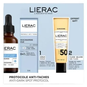 Lierac Protocole Ser anti-pete cu niacinamidă pură 30 ml + Sunissime Fluid solar catifelat pentru față SPF50+ 25 ml cadou
