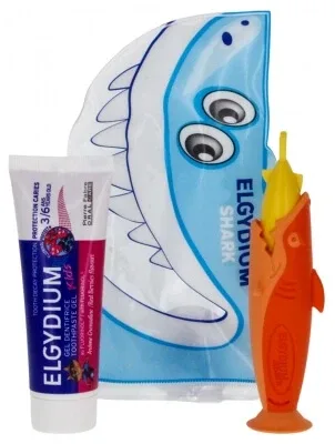 Elgydium Trusă de călătorie Shark pentru copii de 3-6 ani — preț și oferte