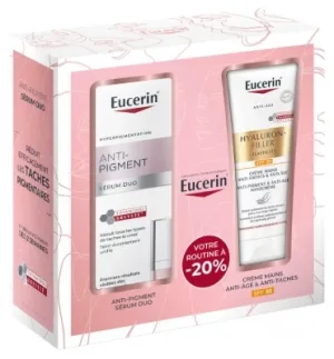 Eucerin Anti-Pigment Duo cu ser 30 ml + Hyaluron-Filler + Cremă de mâini Elasticity anti-pete și anti-îmbătrânire SPF30 75 ml