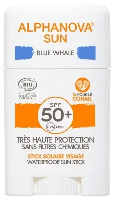 Alphanova Sun Stick de protecție solară Blue Whale pentru față SPF50+ Bio 12 g — preț și oferte
