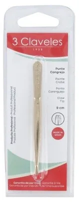 3 Claveles – Pensetă cu vârf în formă de crab, aurie, 9 cm