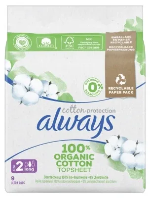 Always Cotton Protection 9 tampoane igienice, mărimea 2, lungi — preț și oferte