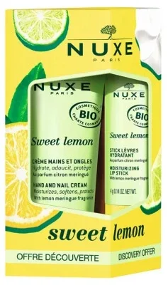 Nuxe Sweet Lemon Cremă bio pentru mâini și unghii 30 ml + Stick hidratant bio pentru buze 4 g — preț și oferte